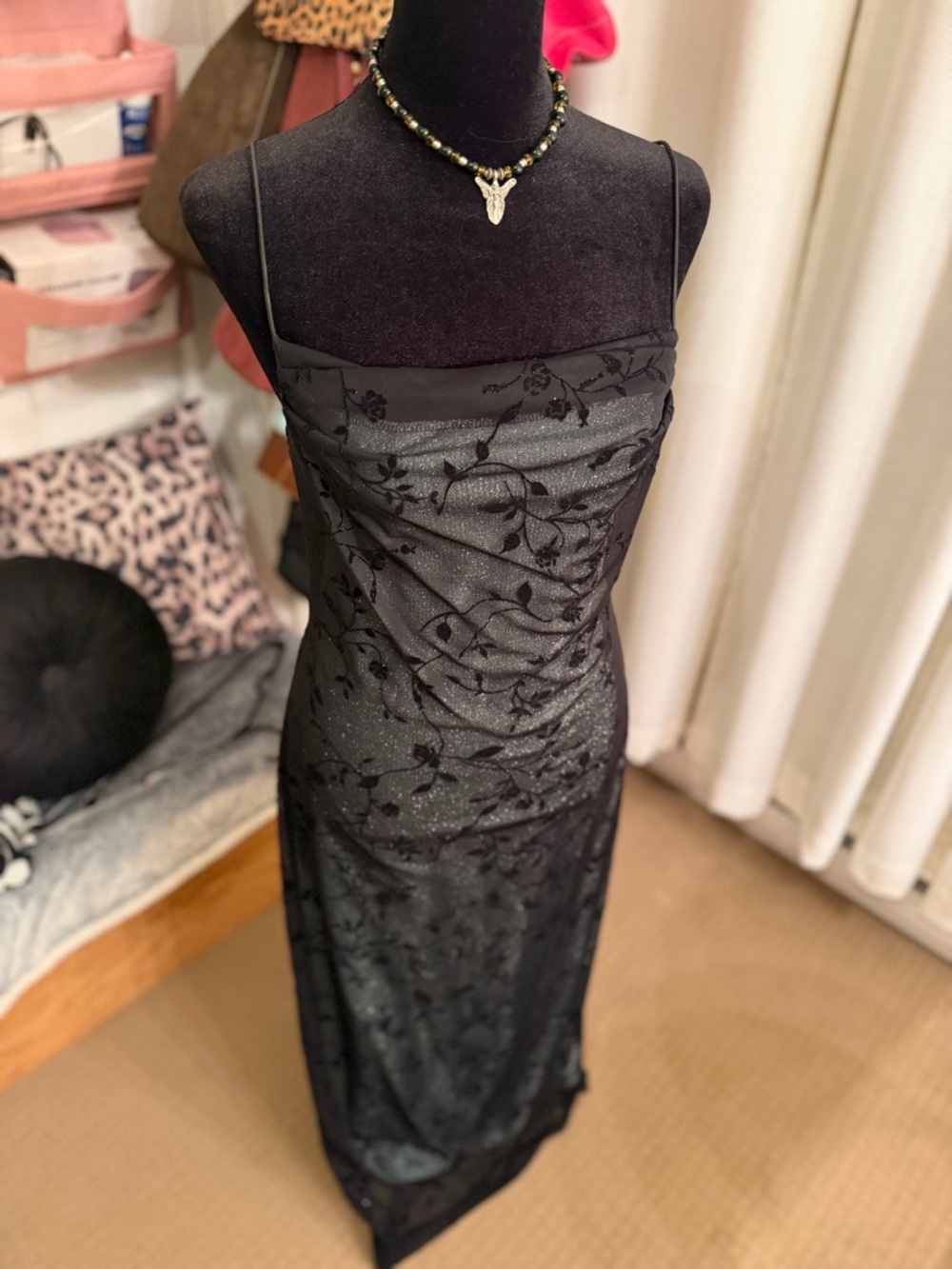 Y2K Floral-Overlay Maxi Slip Dress